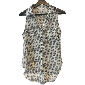 Kenar Sheer Feather Print Top Medium